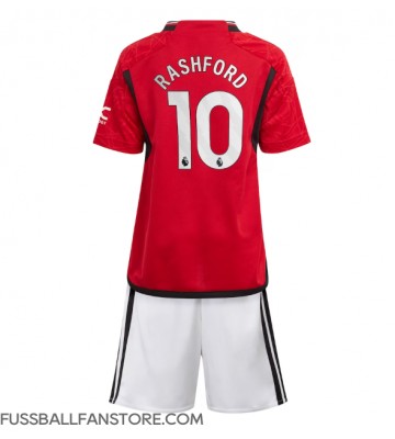Manchester United Marcus Rashford #10 Replik Heimtrikot Kinder 2023-24 Kurzarm (+ Kurze Hosen)
